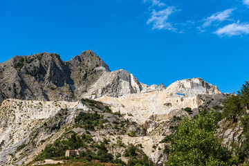 Fototapeta na wymiar White Carrara marble quarry in the Apuan Alps (Alpi Apuane). Tuscany, Italy, Europe
