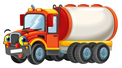 cartoon happy cistern truck isolated on white background - illustration for children