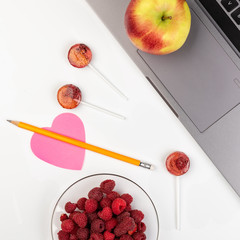 Lollipops made from natural fruits and berries. Healthy food and vegetarian food concepts. Work is a pleasure.
