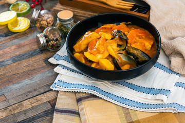 bowl of Mediterranean french fish soup Bouillabaisse