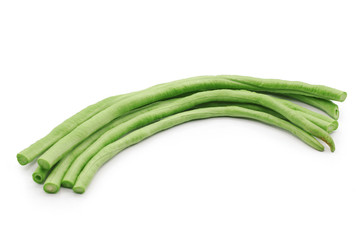 Yardlong beans isolated on white background