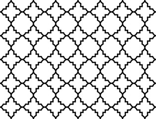 Abstract geometry pattern in Arabian style. Seamless vector background. White and black graphic ornament. Simple lattice graphic design