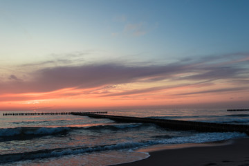 Colorful water landscape during sunset.