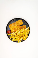 British Traditional fish and chips and tartar sauce