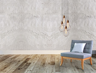 empty room interior decoration wooden floor, stone wall concept. decorative background for home, office and hotel. 3D illustration