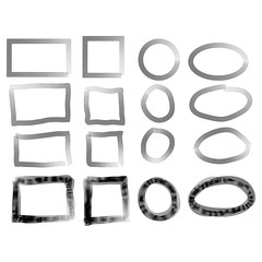 Frames in doodle style. Set of rectangle handdrawn borders