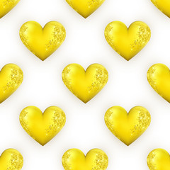 Realistic golden glittering heart pattern