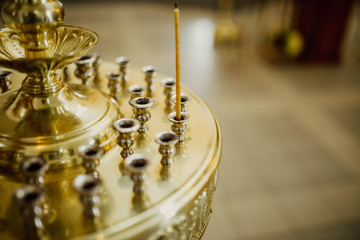 church candelabrum in the church of the Christian church. concept of hope for god