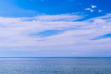 Minimalistic seascape under rhe blue sky.