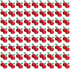 Seamless vector pattern of red apple. Bright summer design. Fruit for colorful Wallpaper design, textile, fabric, paper, background. Flat cartoon vector illustration.