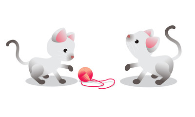 cute cat playful. several motion. vector illustration isolated cartoon