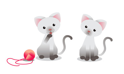 cute cat playful. several motion. vector illustration isolated cartoon