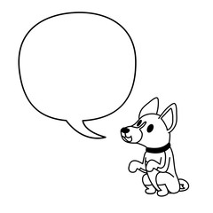 Cartoon character a basenji dog and white speech bubble for design.