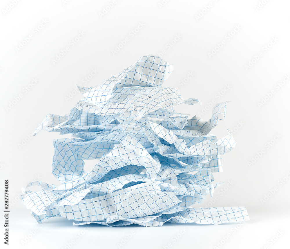 Poster empty torn pieces of paper from notebook to cell