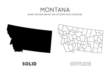 Montana map. Blank vector map of the Us State with counties. Borders of Montana for your infographic. Vector illustration.