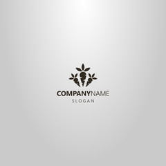 black and white simple vector flat art logo of three carrots of different sizes