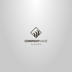 Fototapeta premium black and white simple vector flat art logo of three rectangular shapes in a diamond frame