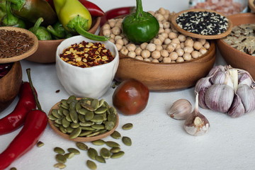 Cooking concept with raw food