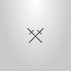 black and white simple vector flat art sign of two crossed swords