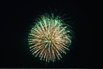 花火　夜景　カラフル