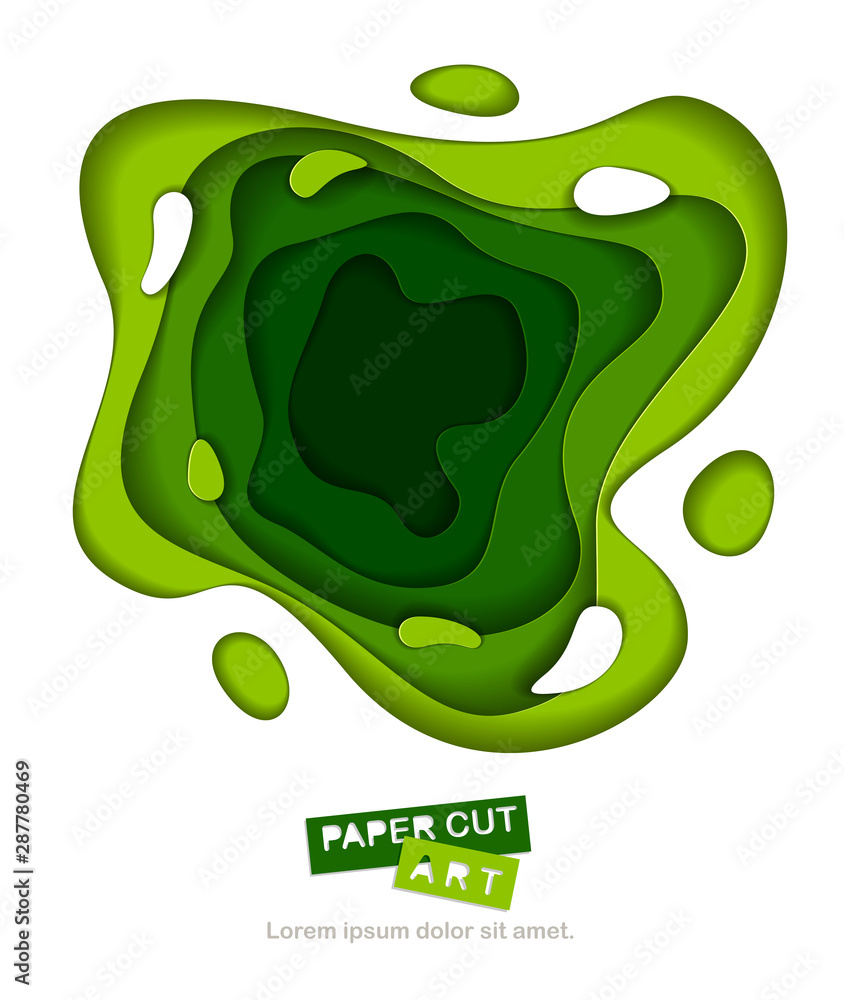 Poster 3d abstract green background with paper cut shapes. vector illustration in paper cut style. layout f