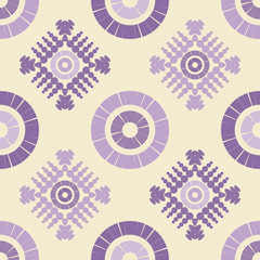 Polka dots seamless pattern. Mosaic of ethnic figures. Patterned texture. Geometric background. Can be used for wallpaper, textile, invitation card, wrapping, web page background.