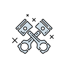 Pistons line icon. Crossed con rods symbol. Motor car engine sign. Auto repair graphic. Vehicle parts service emblem. Vector illustration.