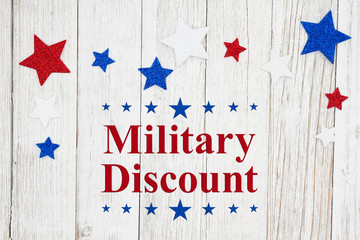 Military Discount message with red, white and blue stars