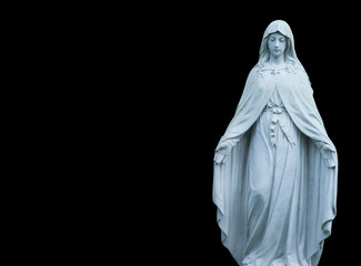 Antique statue of holy Virgin Mary as symbol of pain, suffering and love.
