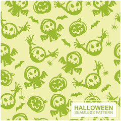 Vector seamless pattern with Halloween elements. Design for greeting card, gift box, wallpaper, fabric, web design.