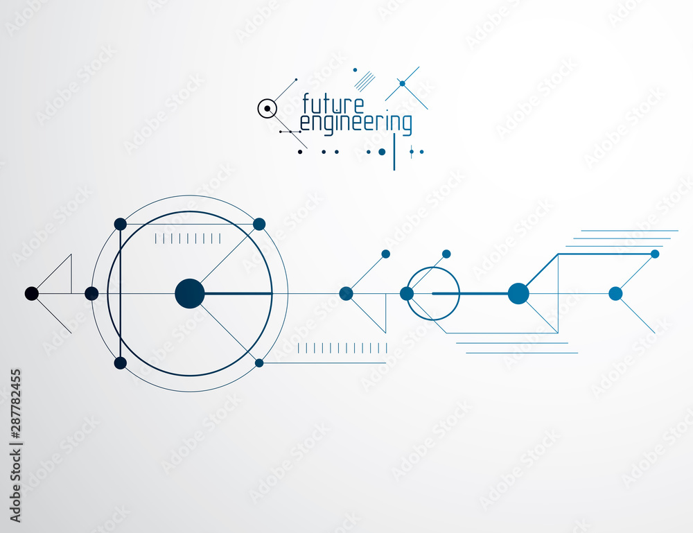 Poster mechanical engineering technology vector abstract background, cybernetic abstraction with innovative