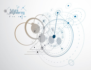 Obraz premium Futuristic abstract vector technology background. Mechanical engineering wallpaper.