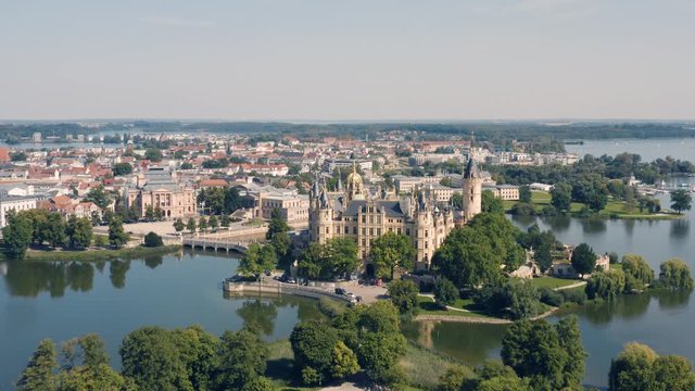 Aerial view of Schwerin Castle in Germany