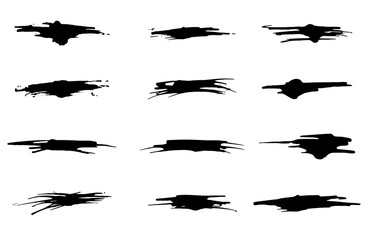 Collection of vector grunge brushes for creating logos, lines and headers. Dirty artistic design elements on withe.