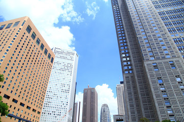 Fototapeta na wymiar High rise buildings in Tokyo