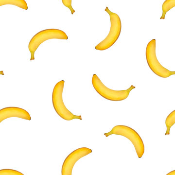 Banana pattern on white background. Print for fabric textile, wrapping, cover