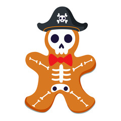 Cute gingerbread pirate, vector illustration