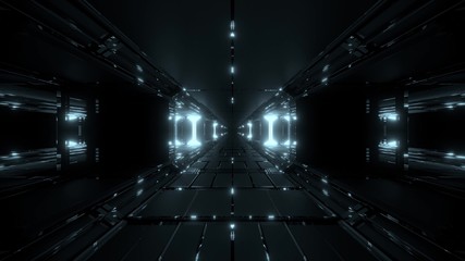 futuristic sci-fi tunnel with nice shine and reflections 3d rendering wallpaper background