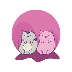 cute cat with piggy baby animals kawaii