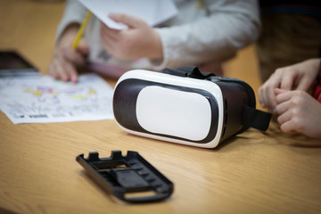 Virtual glasses on a wooden table