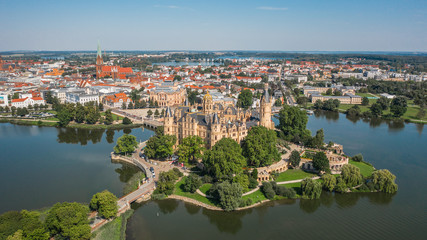 Fototapeta na wymiar Aerial view of Schwerin Castle