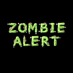 Halloween zombie phrase made from green zombie lettering