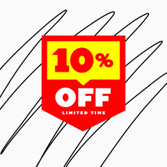 10% E-Commerce Price Tag Design. Online Shopping Price Discount Special Offer up 10% OFF Vector Label.