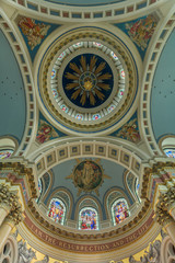 Obraz premium Inner dome and ceiling of the historic Cathedral of St. Patrick of Harrisburg, Pennsylvania