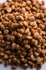 Indian charoly / Buchanania lanzan / Almondette kernel seeds in a bowl or pile. selective focus