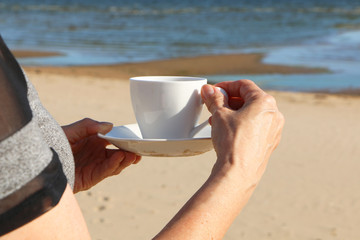  A cup of coffee by the sea