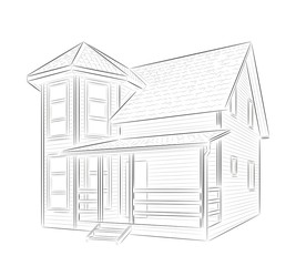 Vector. Sketch of a private country house