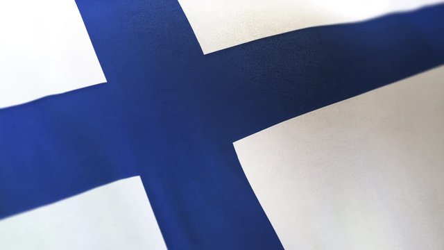 Finland national flag seamlessly waving on realistic satin texture 29.97FPS