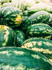 Fresh watermelons selling in a supermarket