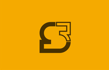 yellow brown line alphabet letter s for company logo icon